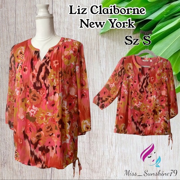 Liz Claiborne Tops - Liz Claiborne Pink and Orange Floral Tunic